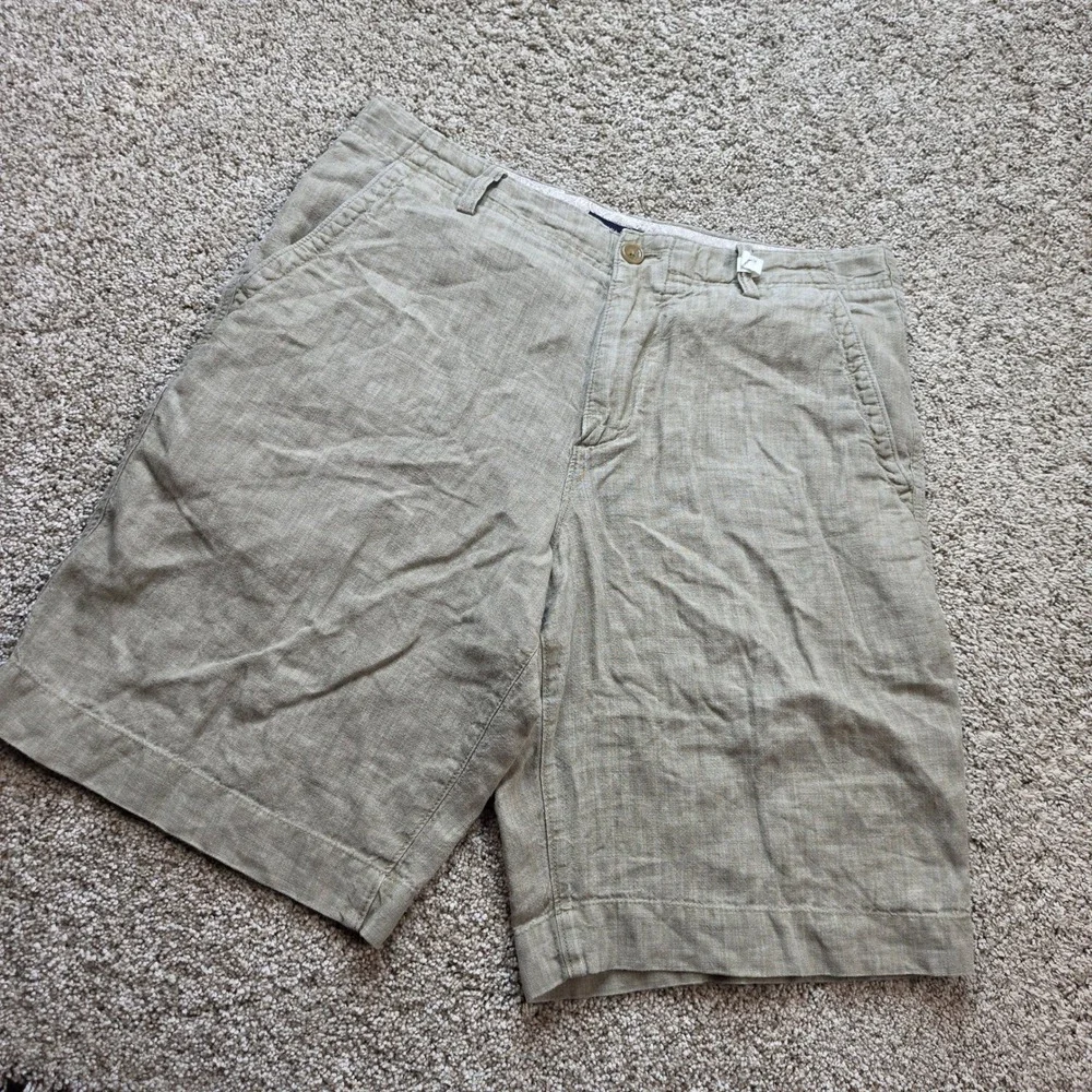 Banana Republic Relaxed Fit Linen Shorts Mens 31 Beige Outdoor Casual Adult